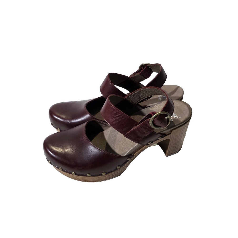 Dansko Womens Block Heels Sandals Burgundy Sz 39 EU 9 Usa